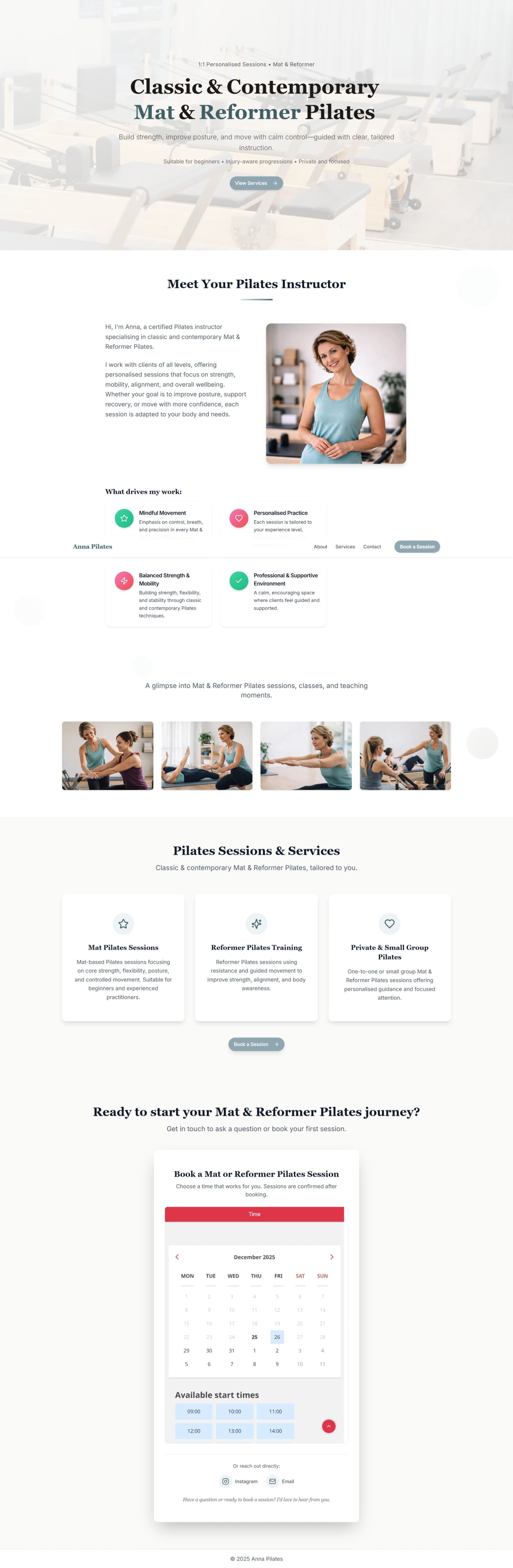 Pilates Studio Website cover